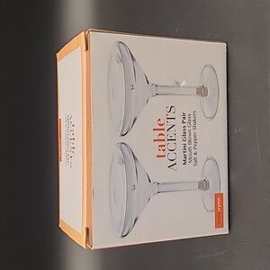 Studio Crystal Mouth Blown Glass Martini Salt and Pepper Shakers